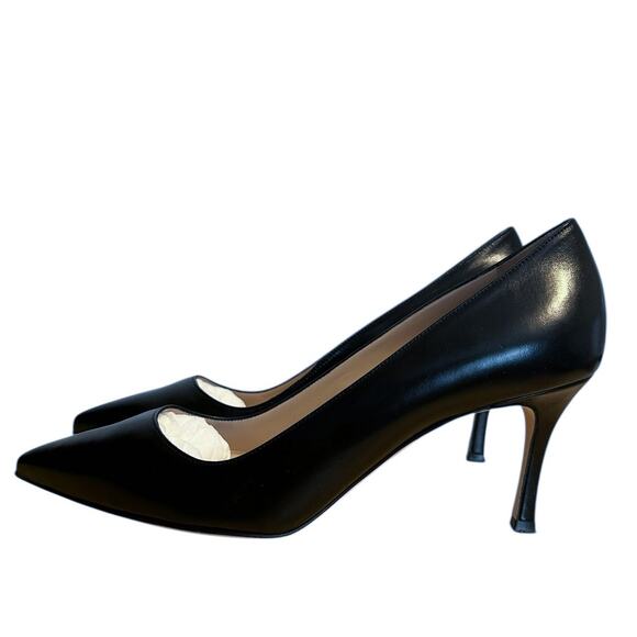 Manolo Blahnik BB Black Leather Pointed Toe High Heel Pump 39.5 - Picture 1 of 11